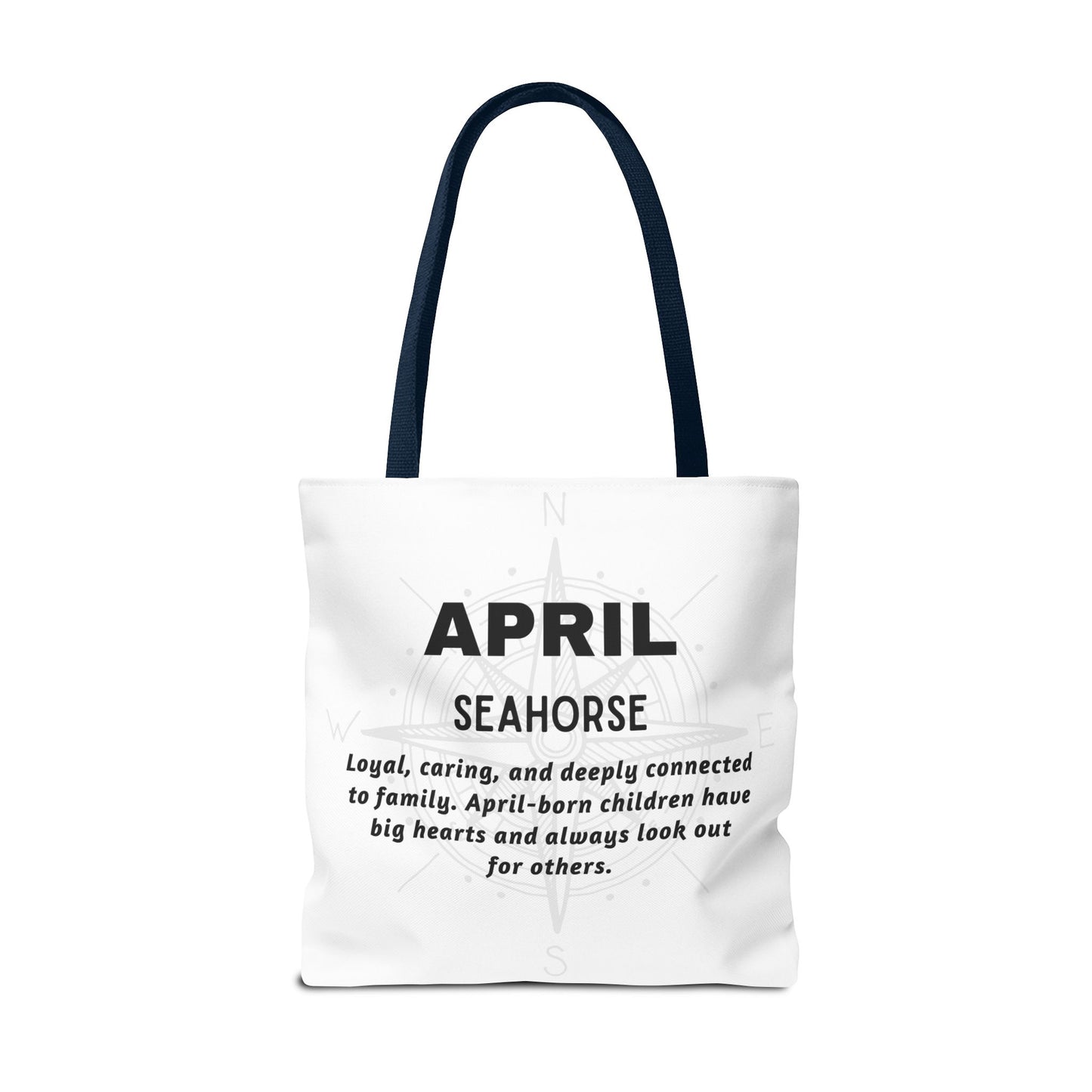 Kids Colorful April Seahorse Birth Month Beach Tote Bag