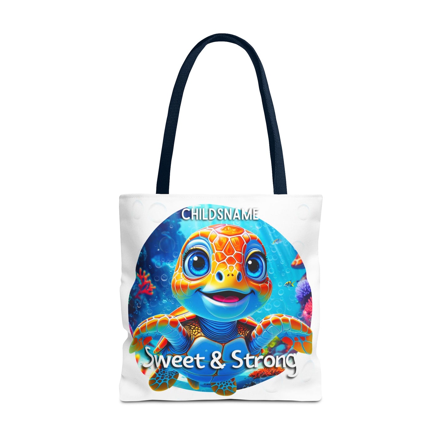 Personalized Kids Turtle Beach Tote Bag Sweet & Strong