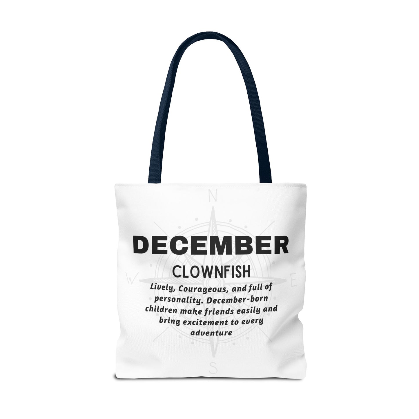 Kids Birth Month Beach Tote Bag December Clownfish