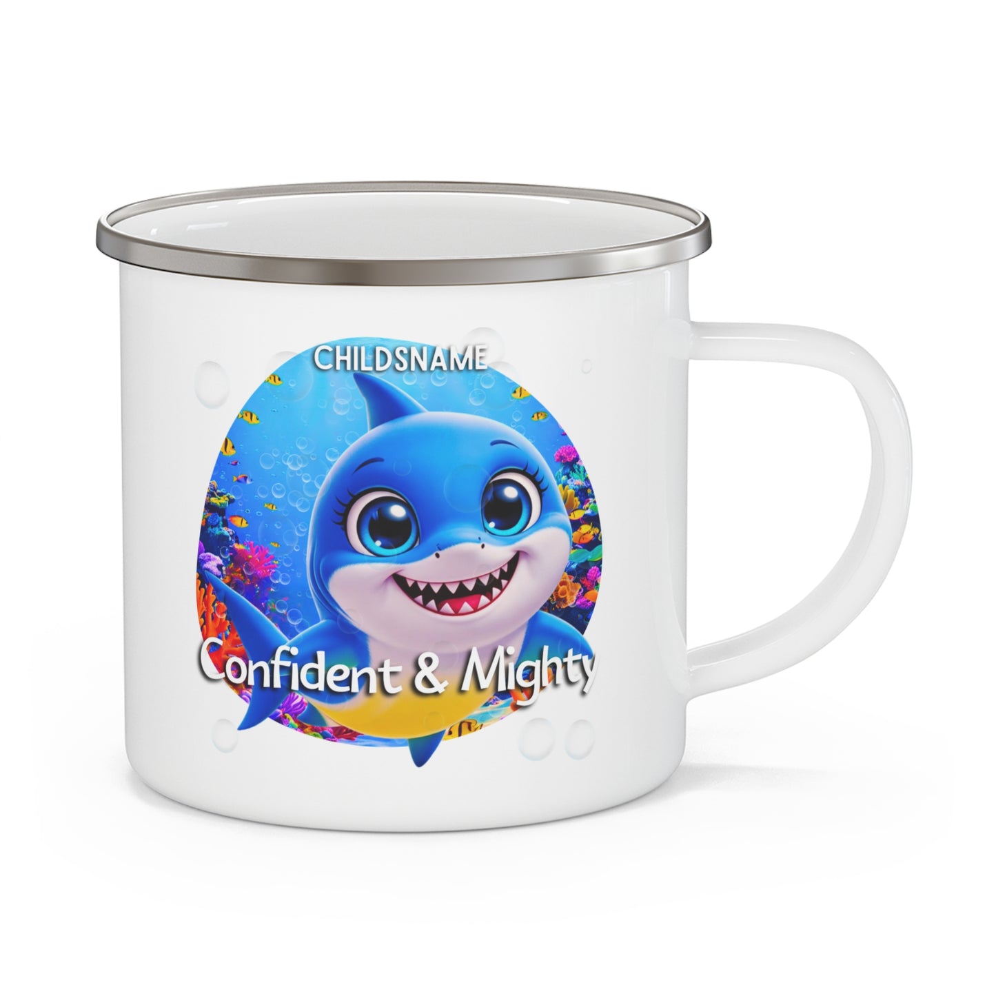 Personalized Kids Shark Camping Mug Confident & Mighty