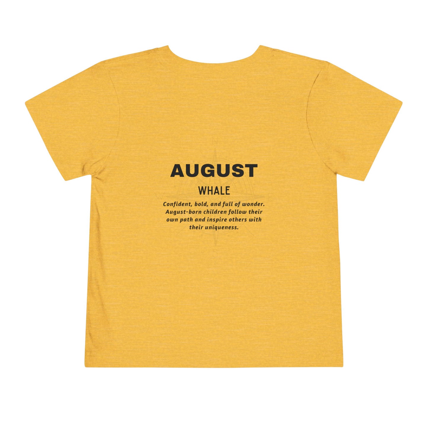 August Whale Toddler TShirt Kids Birth Month Sea Life Tee