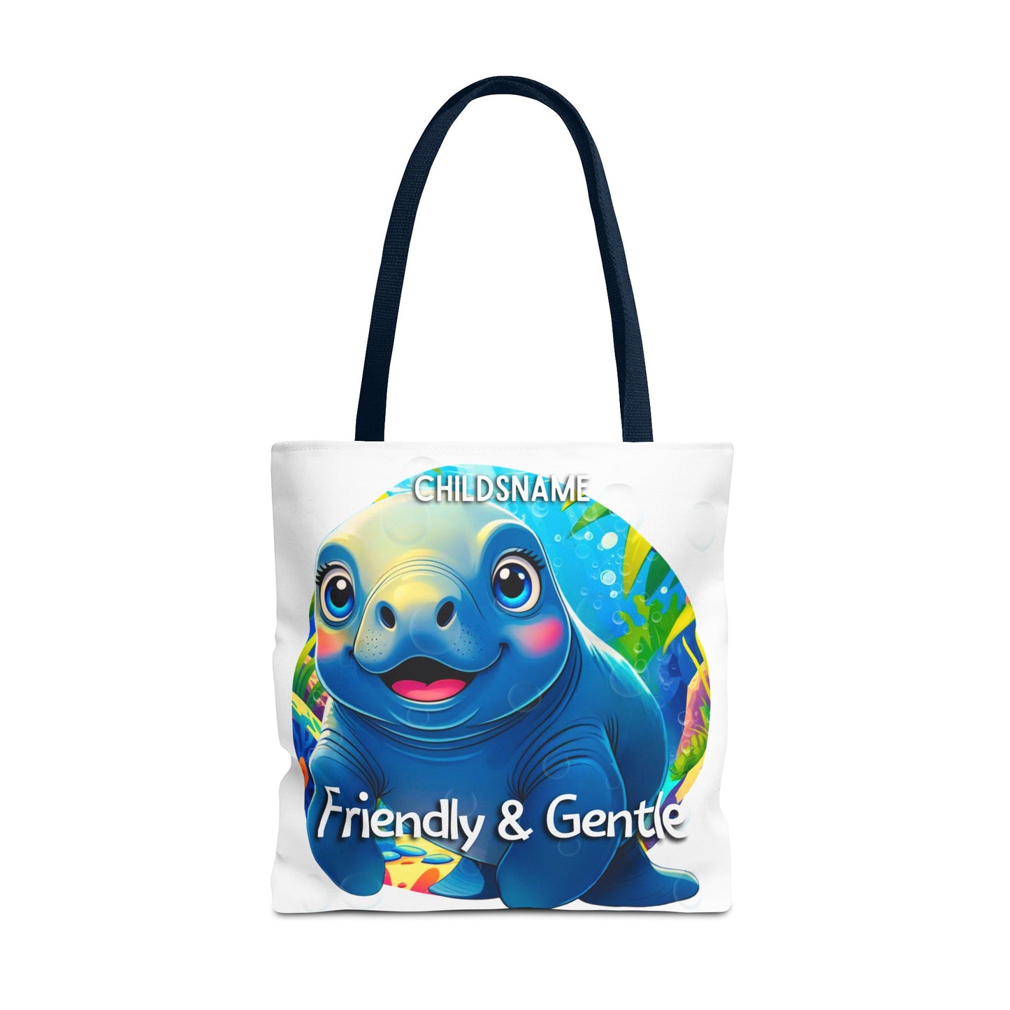Personalized Kids Manatee Beach Tote Bag Friendly & Gentle