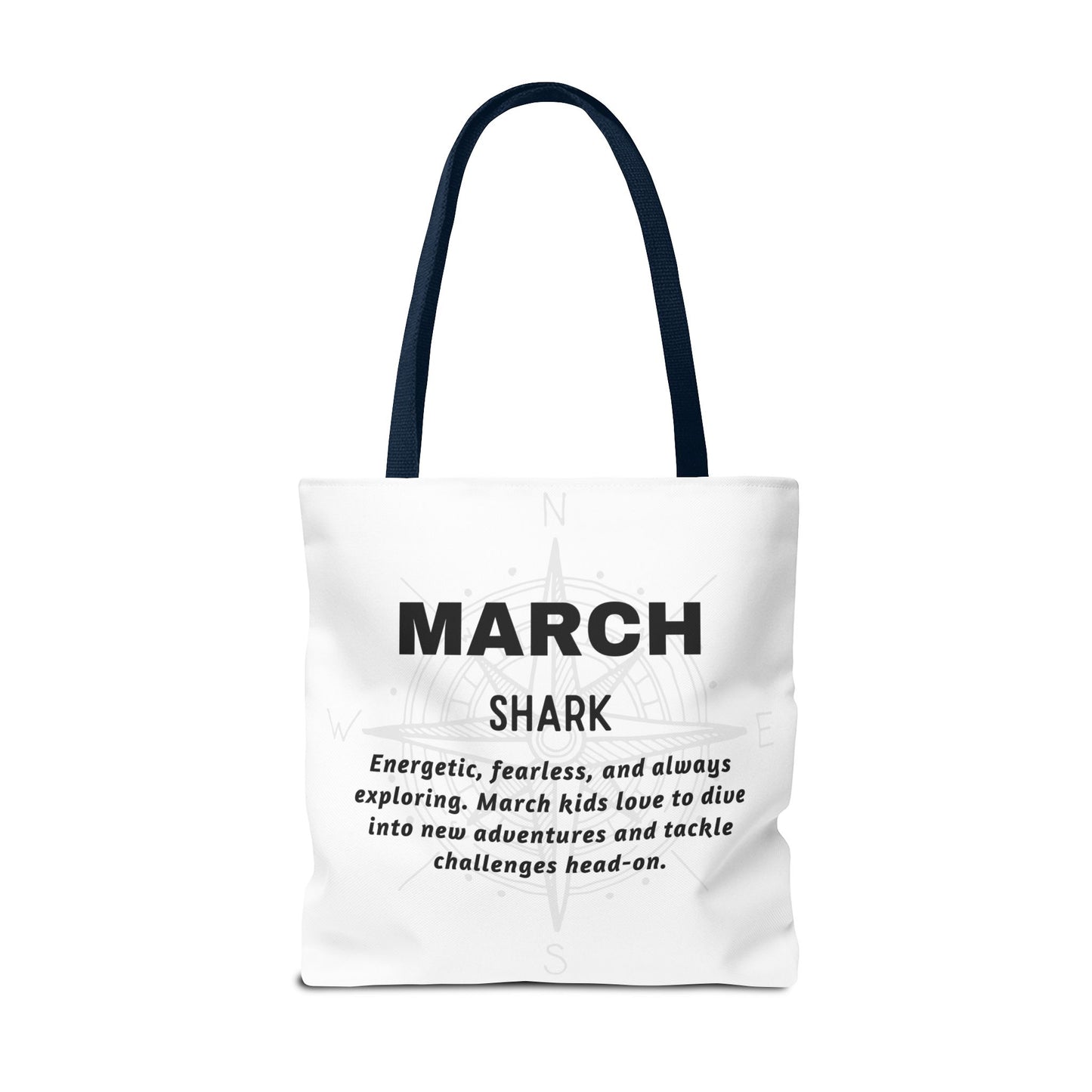 Kids Colorful March Shark Birth Month Beach Tote Bag