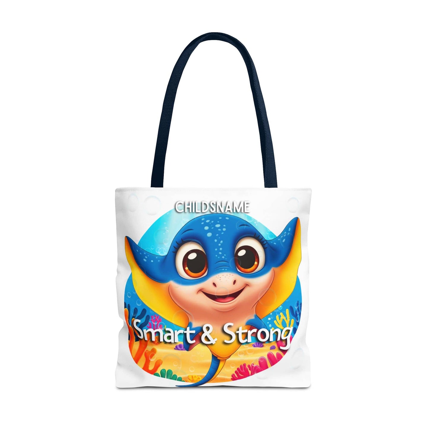 Personalized Kids Stingray Beach Tote Bag – Smart & Strong – Custom Sea Life Bag with Name