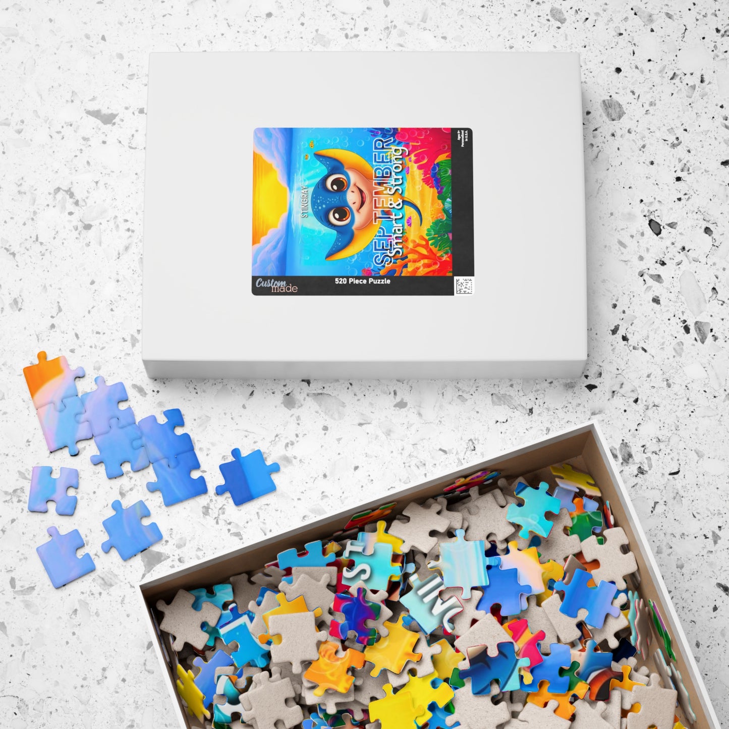 Kids birth month puzzle with colorful pieces and owl design on box cover