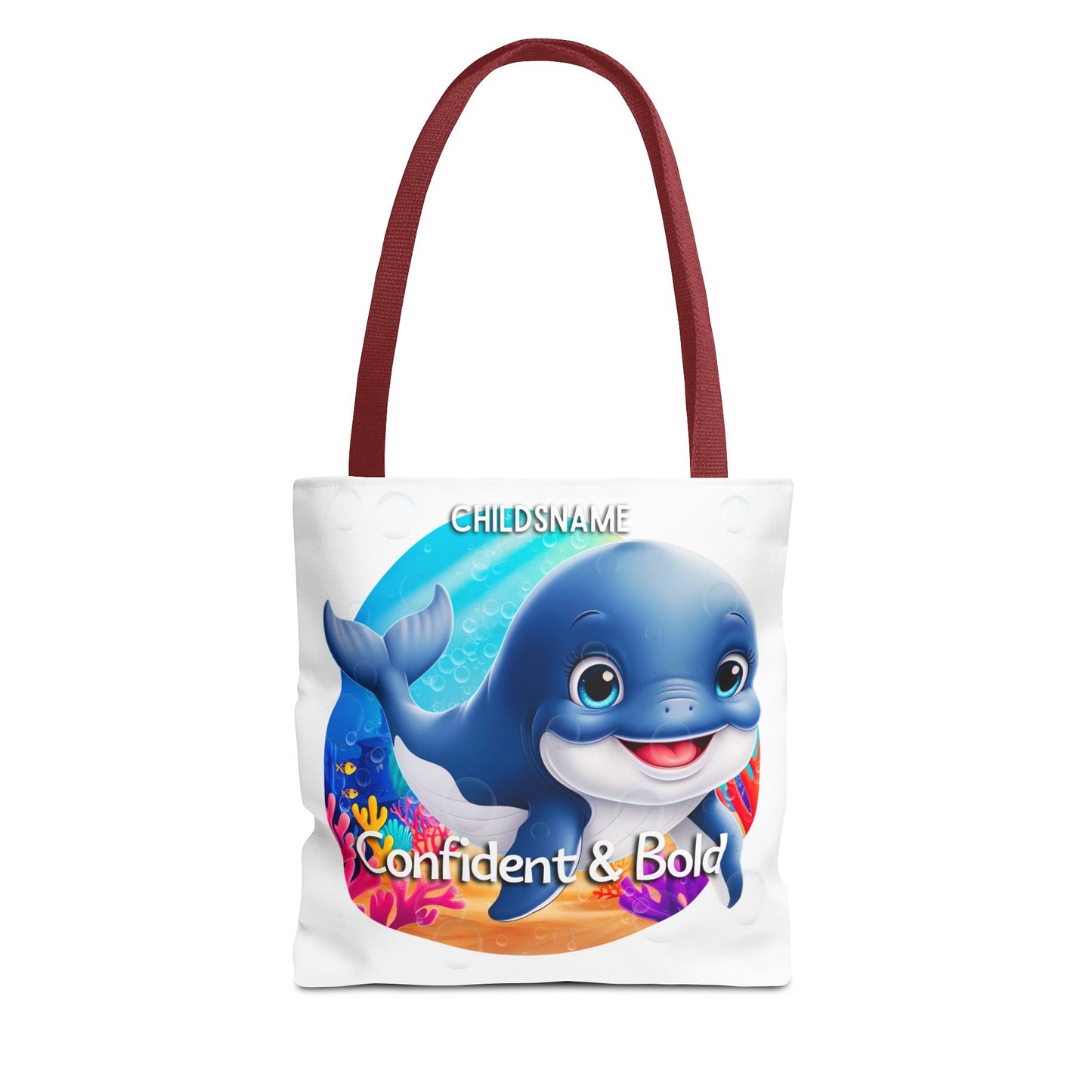 Personalized Kids Whale Beach Tote Bag – Confident & Bold – Custom Sea Life Bag with Name