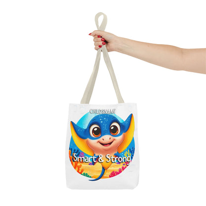 Personalized Kids Stingray Beach Tote Bag – Smart & Strong – Custom Sea Life Bag with Name