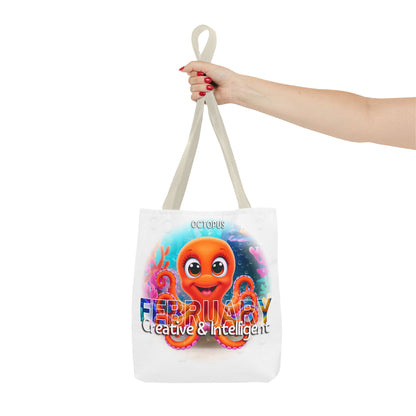 Kids Colorful February Octopus Birth Month Beach Tote Bag