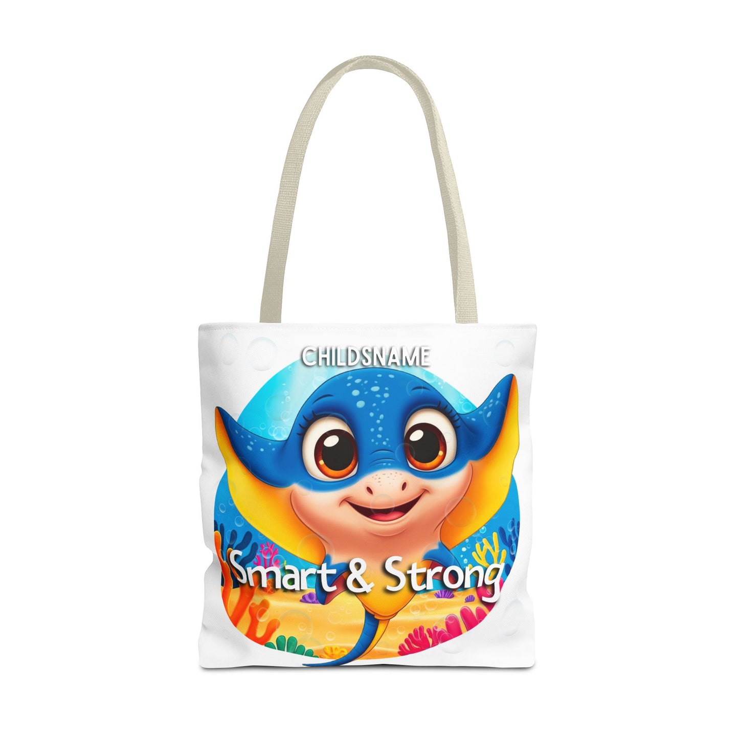 Personalized Kids Stingray Beach Tote Bag – Smart & Strong – Custom Sea Life Bag with Name