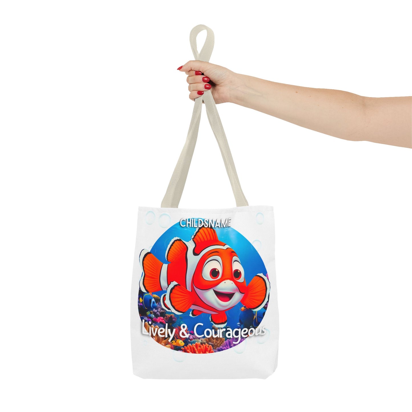 Personalized Kids Clownfish Beach Tote Bag – Lively & Courageous – Custom Sea Life Bag with Name