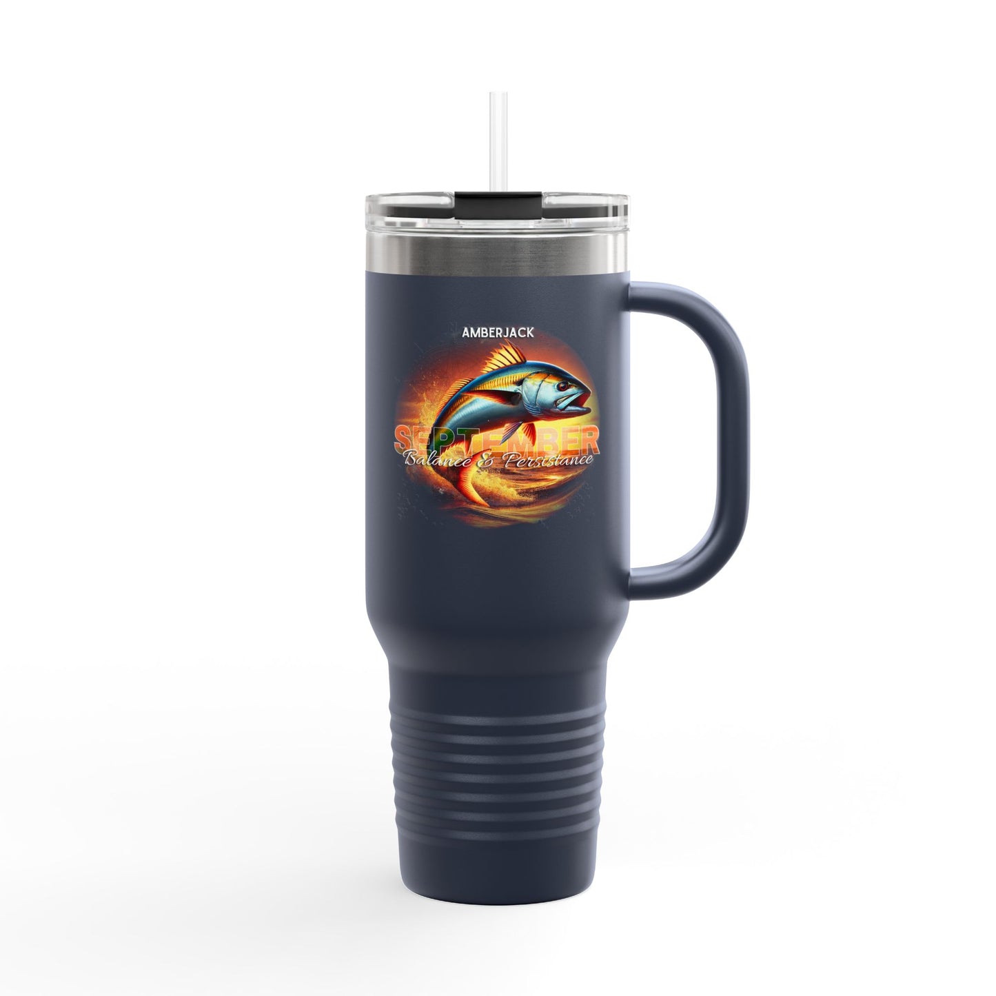 September Amberjack Birth Month 40oz Travel Mug with Handle