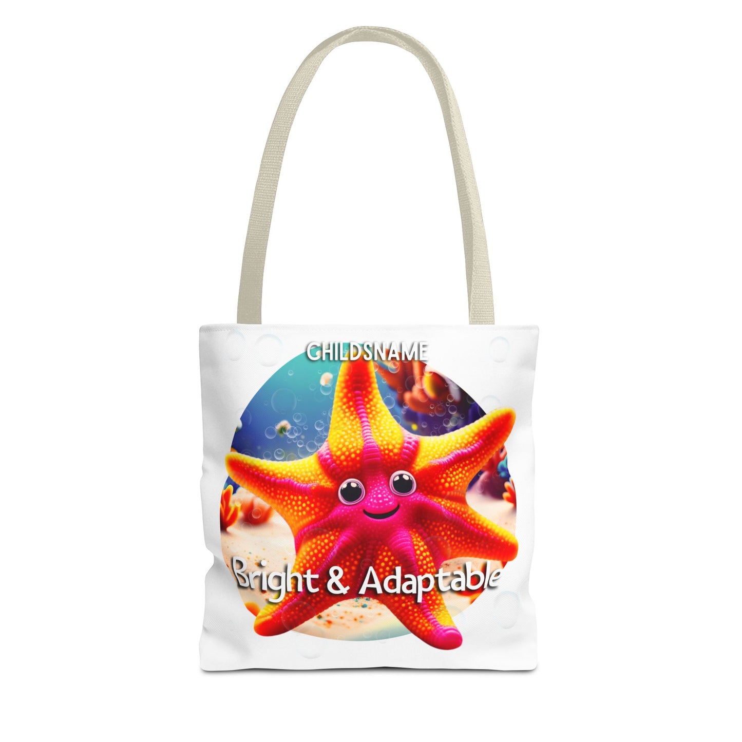 Personalized Kids Starfish Beach Tote Bag – Bright & Adaptable – Custom Sea Life Bag with Name