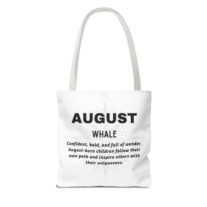 Kids Colorful August Whale Birth Month Tote Bag