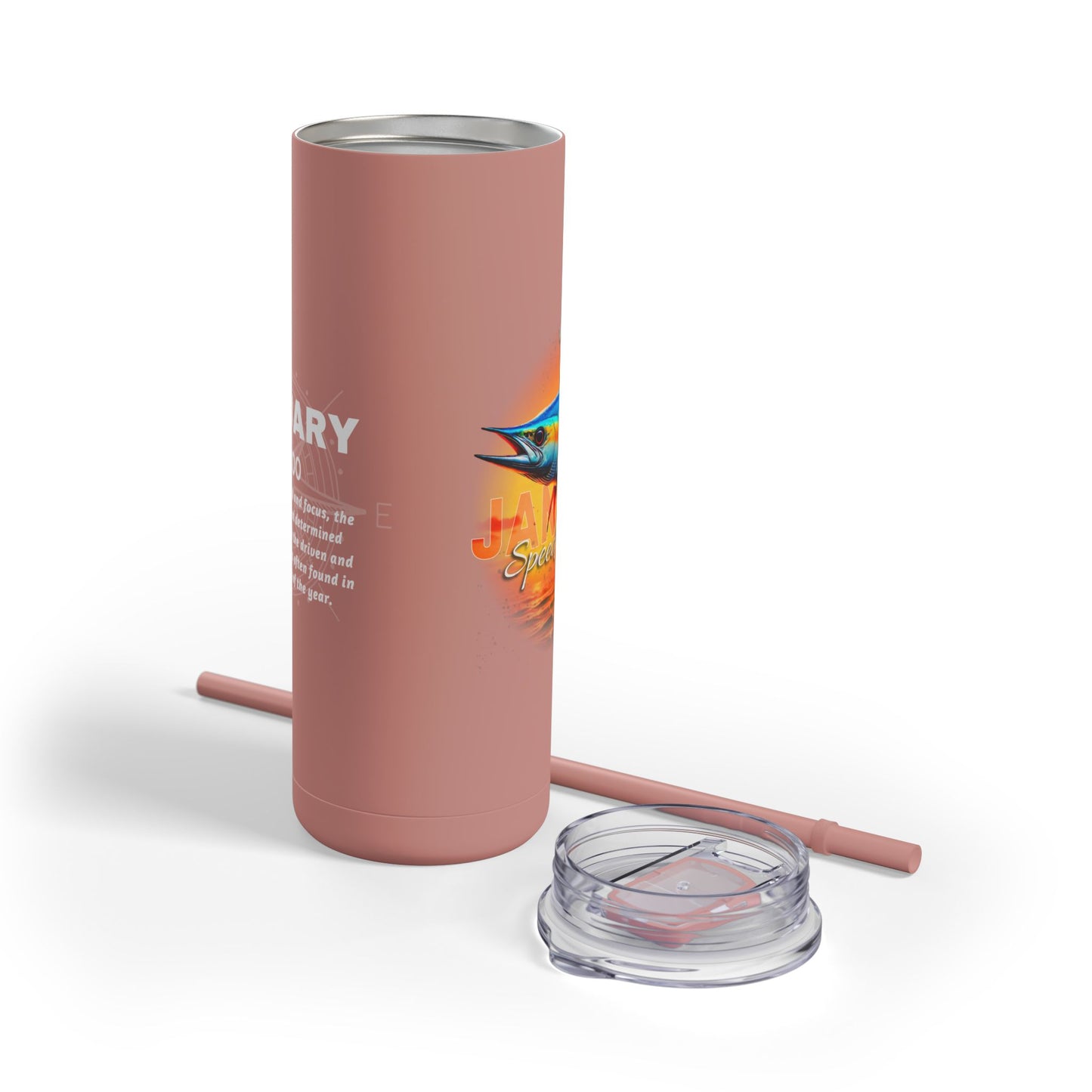 January Birth Month Wahoo 20oz Skinny Matte Tumbler Fast Fearless Travel Cup