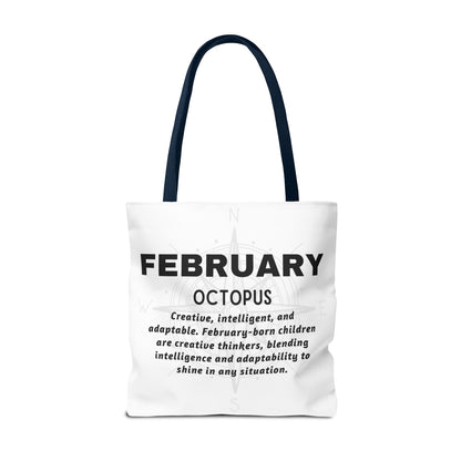 Kids Colorful February Octopus Birth Month Beach Tote Bag