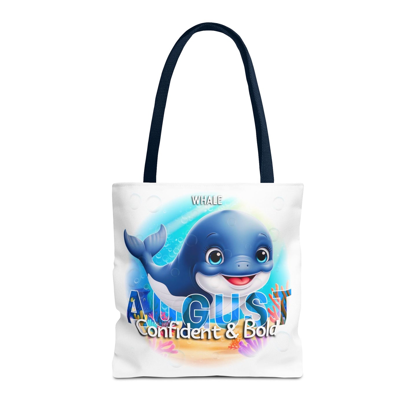 Kids Colorful August Whale Birth Month Tote Bag