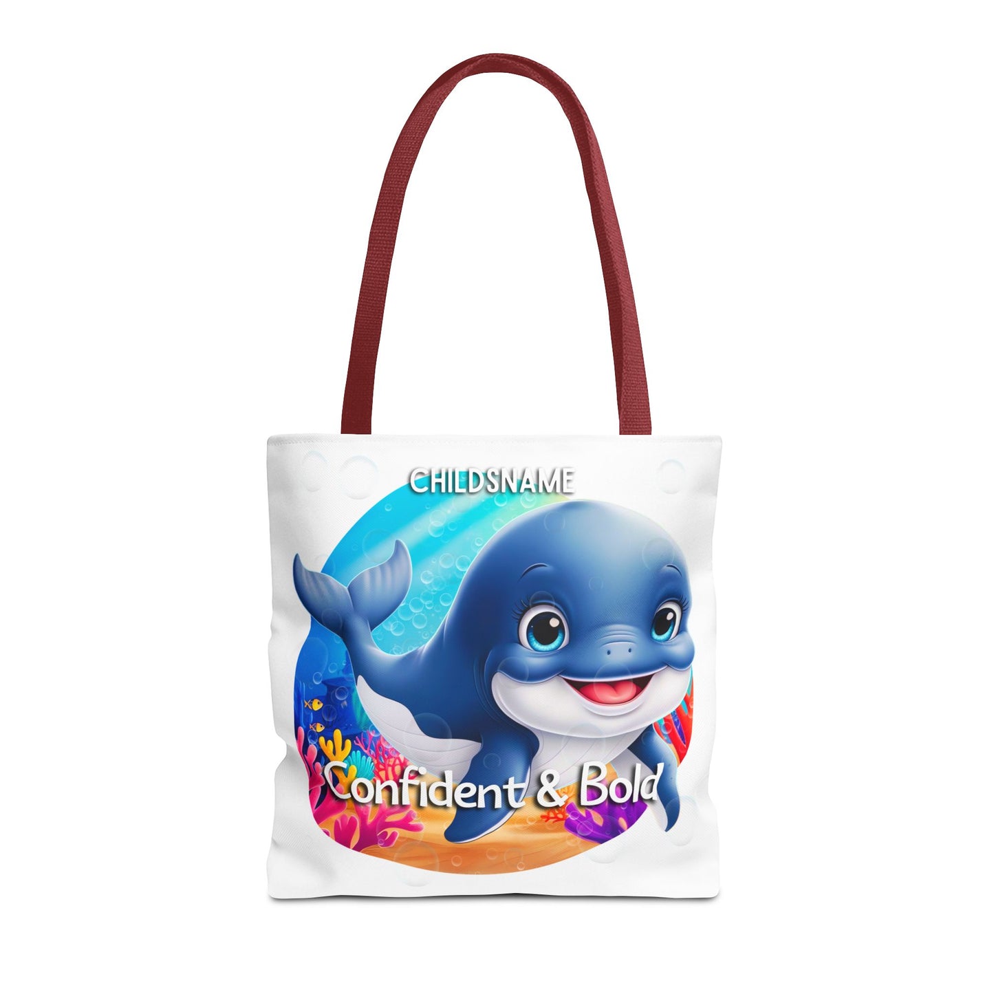 Personalized Kids Whale Beach Tote Bag – Confident & Bold – Custom Sea Life Bag with Name