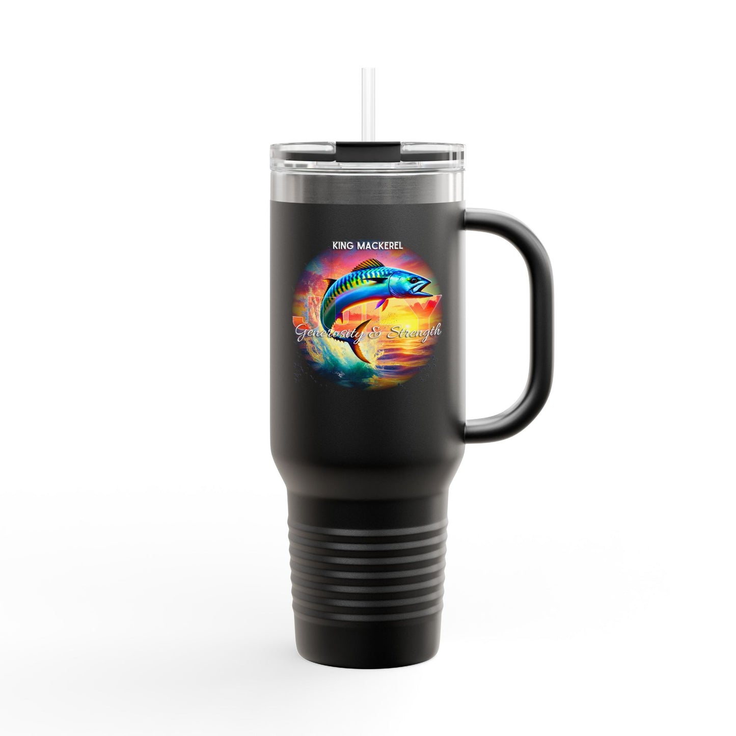 July King Mackerel Birth Month 40oz Travel Mug with Handle