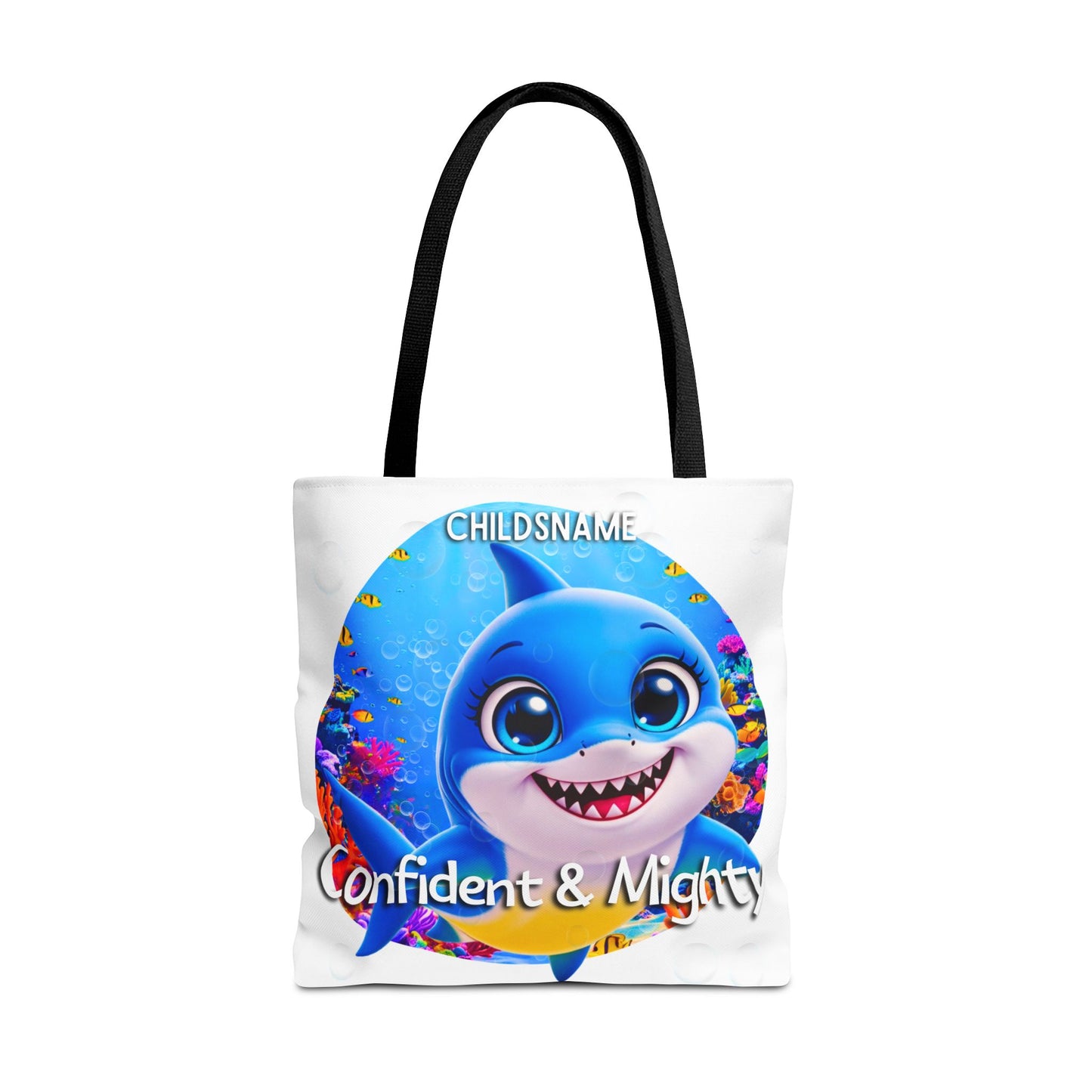 Personalized Kids Shark Beach Tote Bag Confident & Mighty