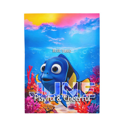 June Blue Tang Kids Blanket – Soft & Vibrant Ocean Blanket for Children