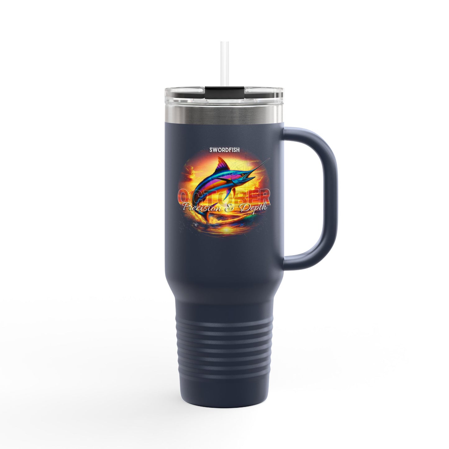 October Swordfish Birth Month 40oz Travel Mug with Handle