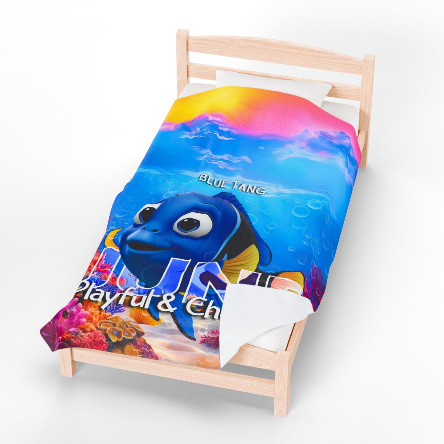 June Blue Tang Kids Blanket – Soft & Vibrant Ocean Blanket for Children