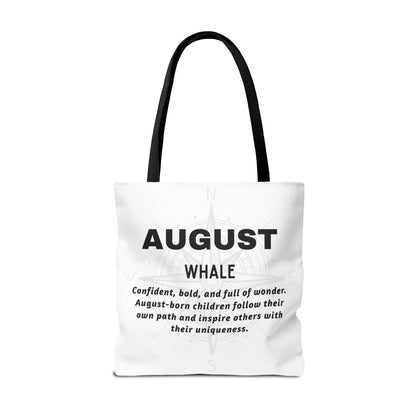 Kids Colorful August Whale Birth Month Tote Bag