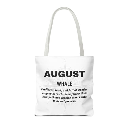 Kids Colorful August Whale Birth Month Tote Bag