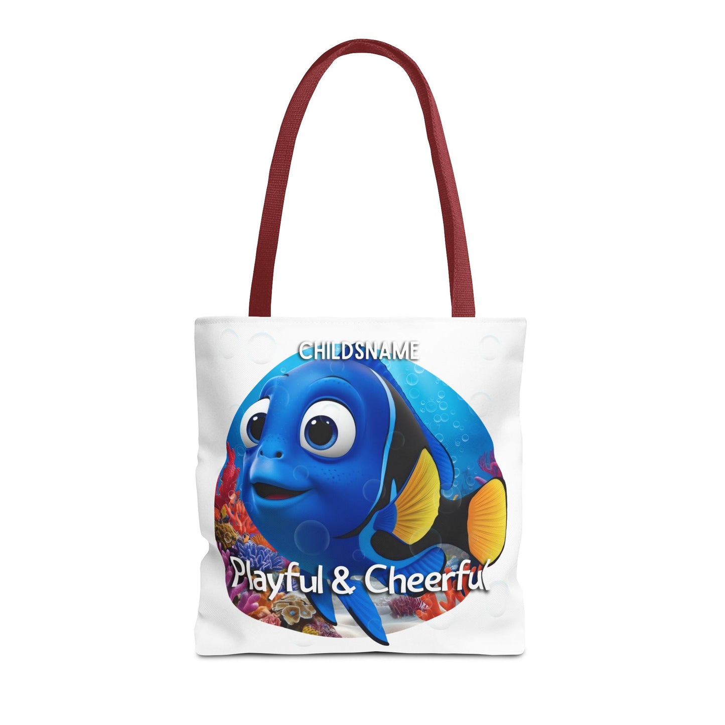 Personalized Kids Blue Tang Beach Tote Bag – Playful & Cheerful – Custom Sea Life Bag with Name