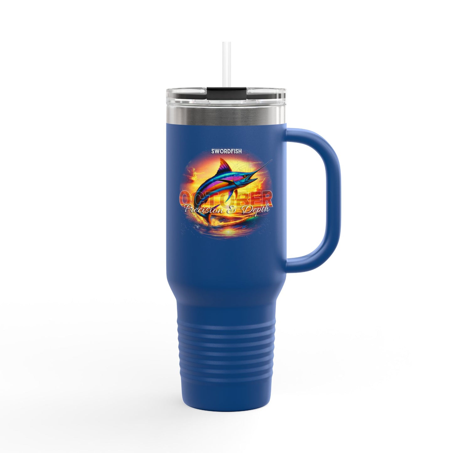 October Swordfish Birth Month 40oz Travel Mug with Handle