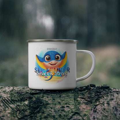 September Stingray Kids Sea Life Birth Month Enamel 12oz Camping Mug