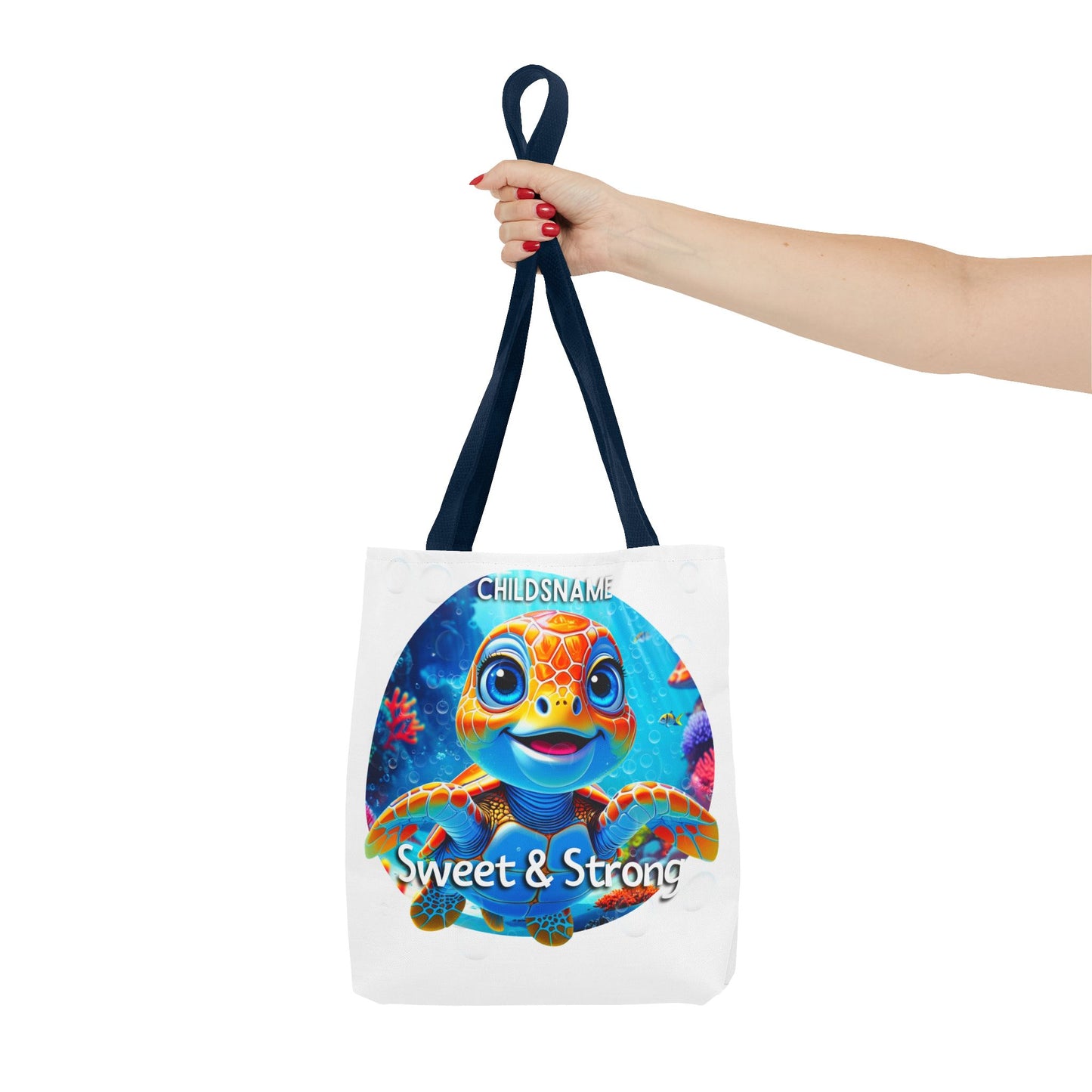 Personalized Kids Turtle Beach Tote Bag Sweet & Strong