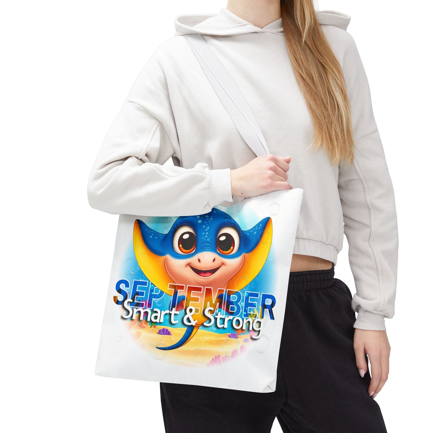 Kids Colorful September Stingray Birth Month Tote Bag