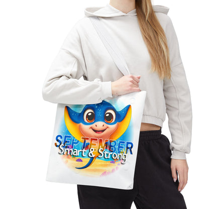 Kids Colorful September Stingray Birth Month Tote Bag