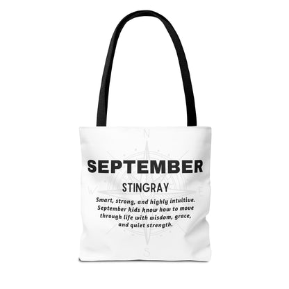 Kids Colorful September Stingray Birth Month Tote Bag
