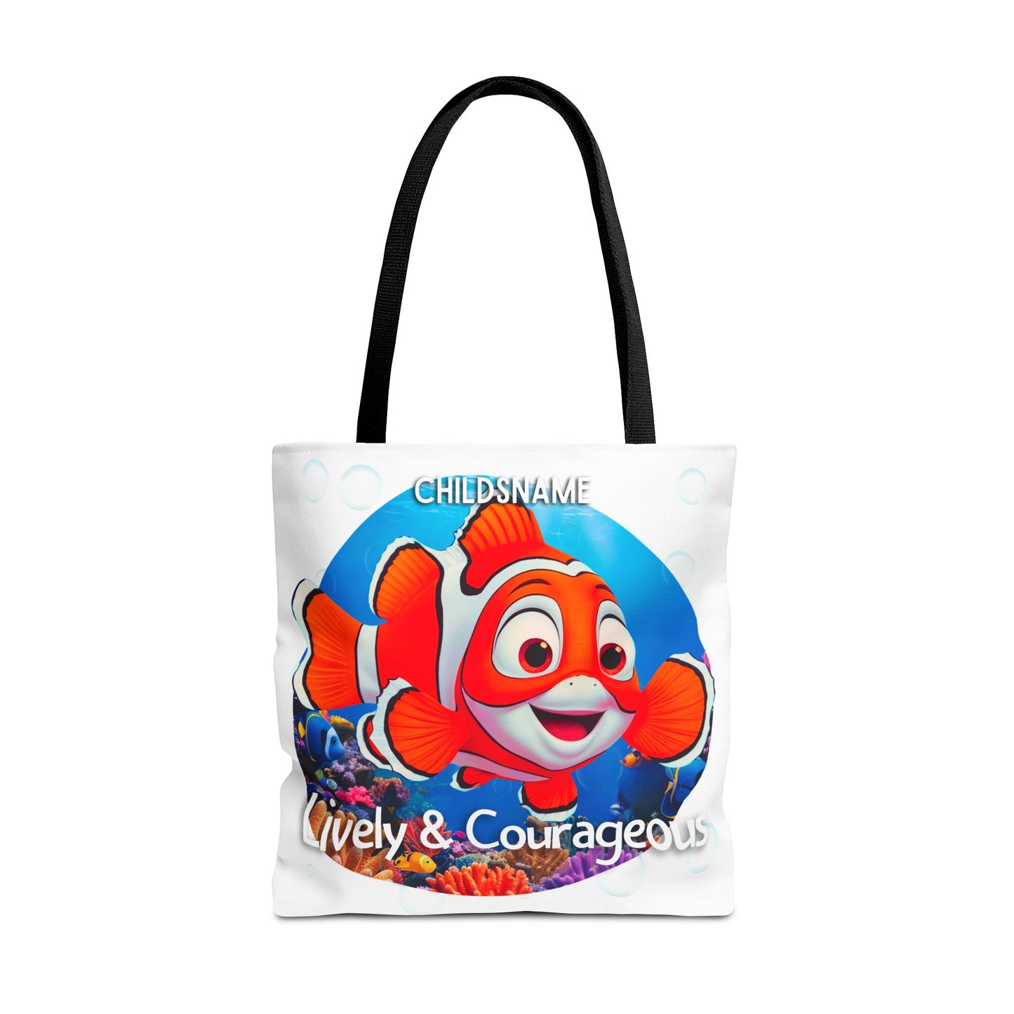 Personalized Kids Clownfish Beach Tote Bag – Lively & Courageous – Custom Sea Life Bag with Name