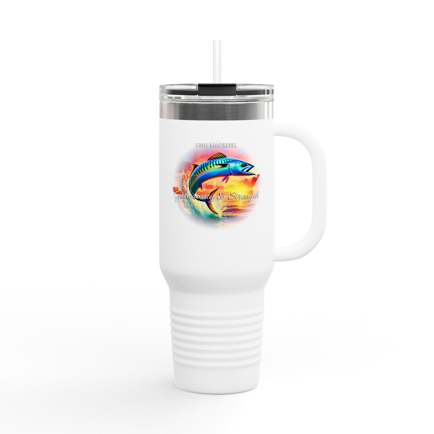 July King Mackerel Birth Month 40oz Travel Mug with Handle