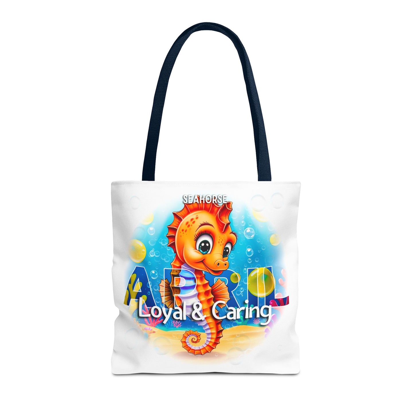 Kids Colorful April Seahorse Birth Month Tote Bag