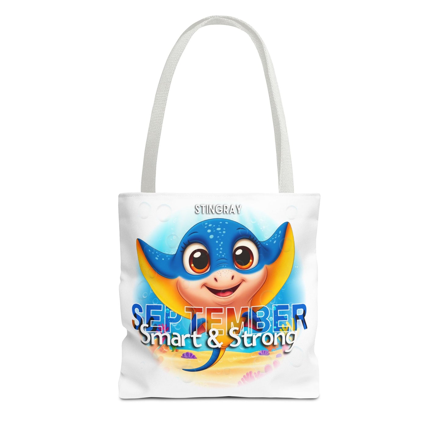 Kids Colorful September Stingray Birth Month Tote Bag