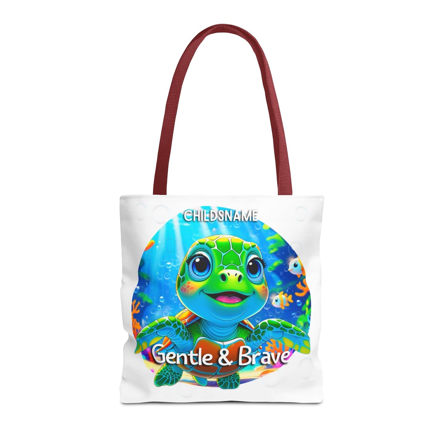 Personalized Kids Turtle Beach Tote Bag – Gentle & Brave – Custom Sea Life Bag with Name