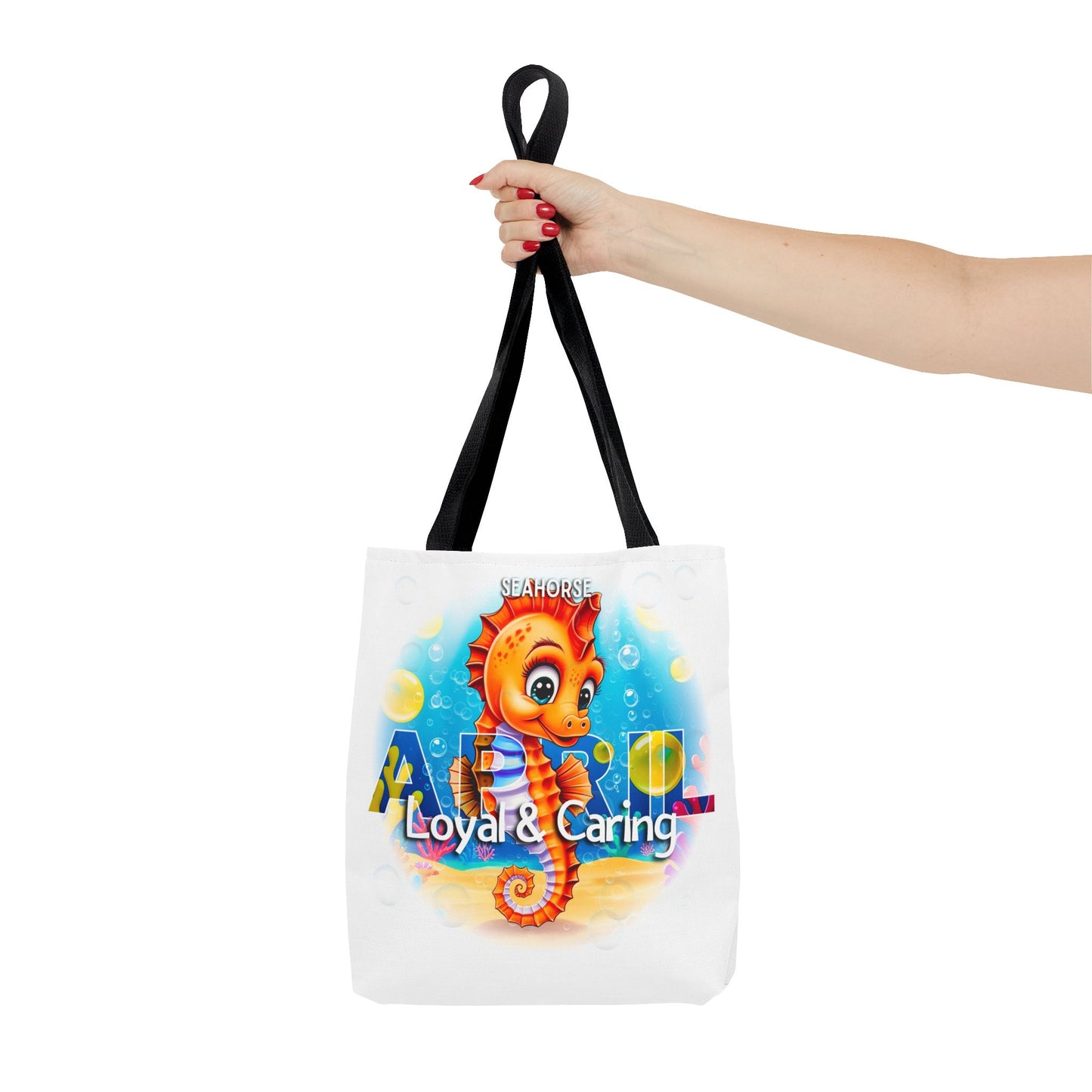 Kids Colorful April Seahorse Birth Month Tote Bag