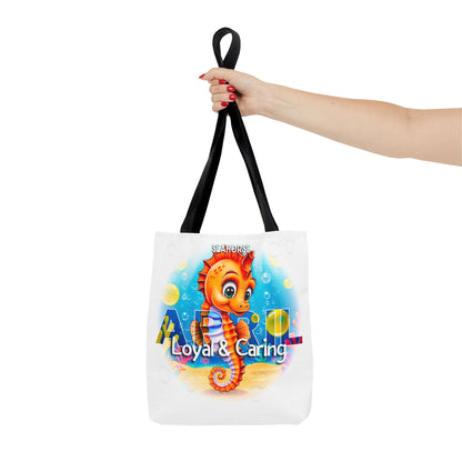 Kids Colorful April Seahorse Birth Month Tote Bag
