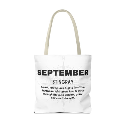 Kids Colorful September Stingray Birth Month Tote Bag