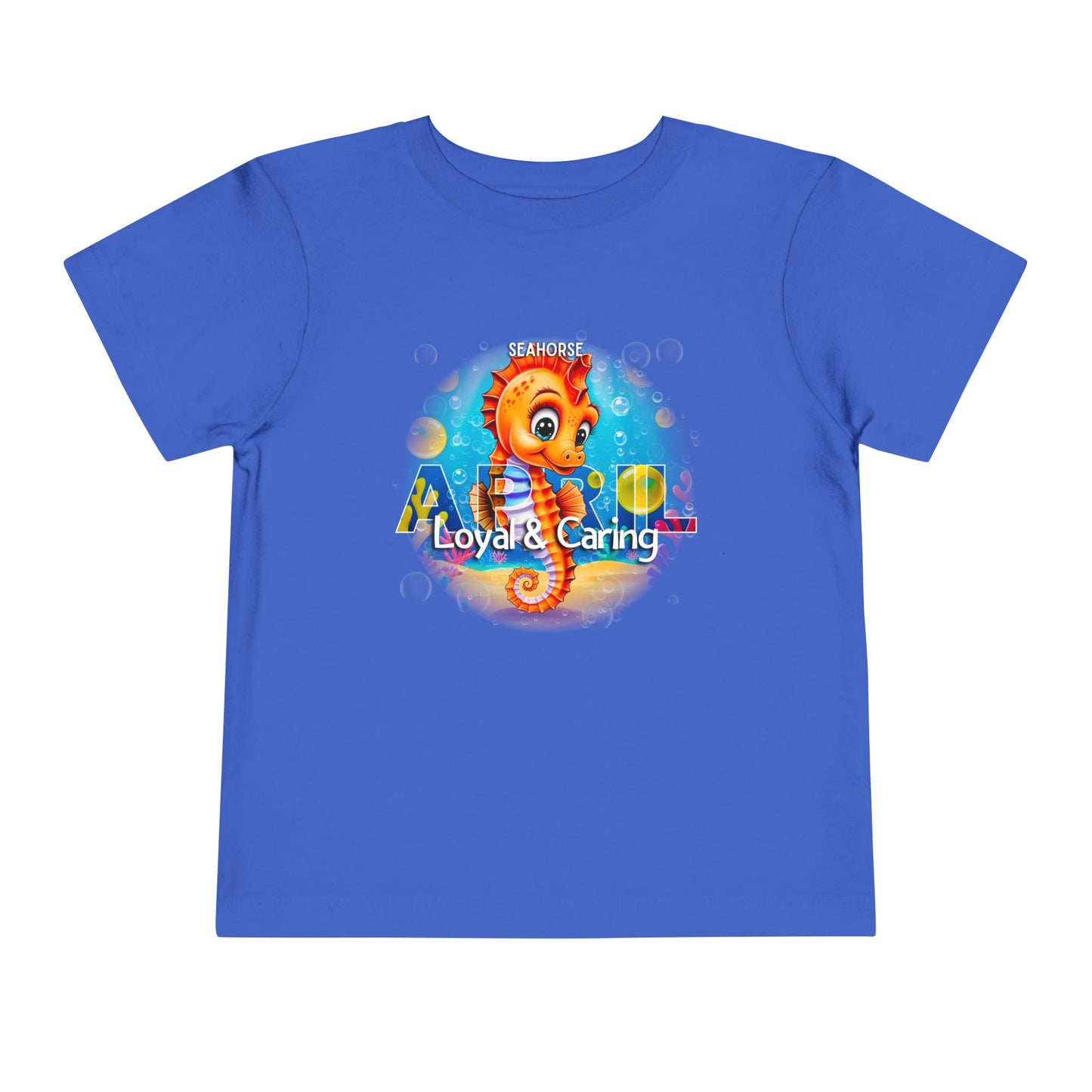 April Seahorse Toddler TShirt Kids Birth Month Ocean Tee