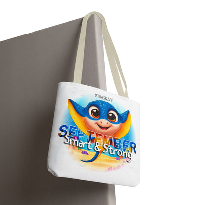 Kids Colorful September Stingray Birth Month Tote Bag