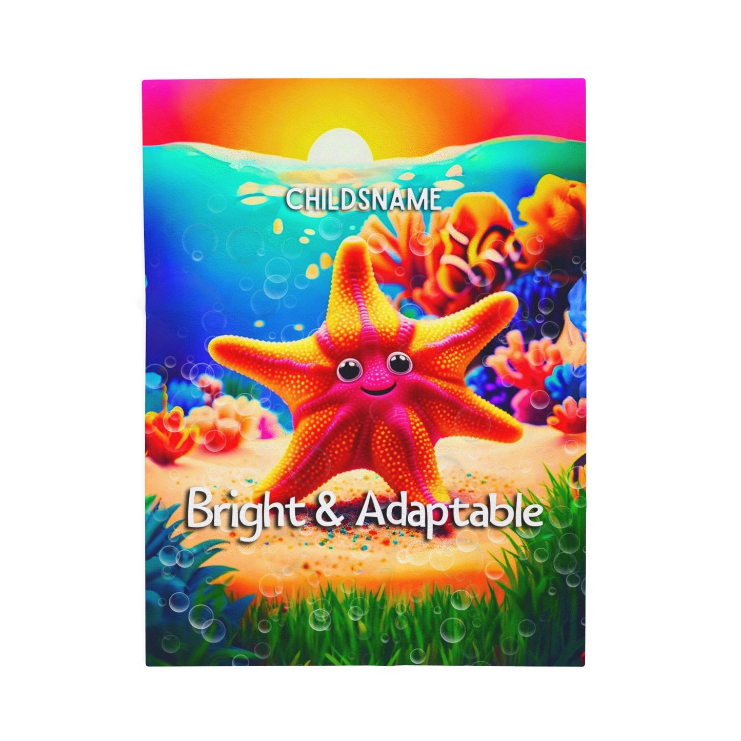 Personalized Kids Starfish Plush Blanket – Bright & Adaptable