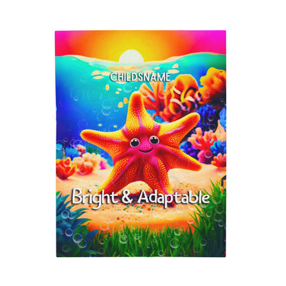 Personalized Kids Starfish Plush Blanket – Bright & Adaptable