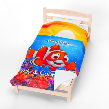 Personalized Kids Clownfish Plush Blanket – Lively & Courageous