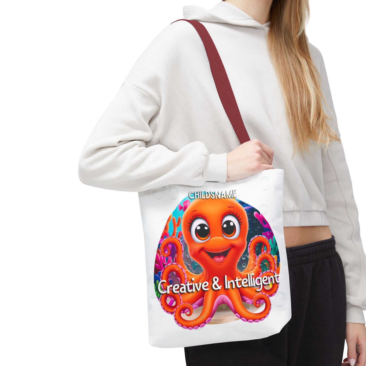 Personalized Kids Octopus Beach Tote Bag – Creative & Intelligent – Custom Sea Life Bag with Name