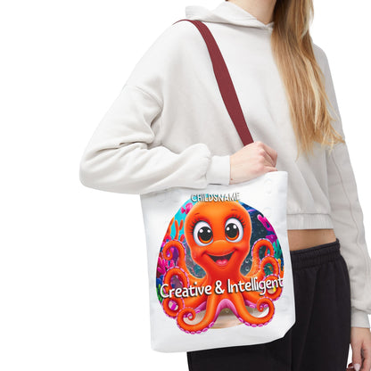 Personalized Kids Octopus Beach Tote Bag – Creative & Intelligent – Custom Sea Life Bag with Name